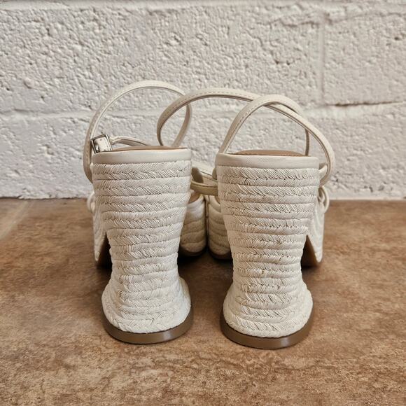 MARC FISHER Womens Ivory Strappy Padded Fetch Round Toe Espadrille Shoes Size 9 - Picture 6 of 9